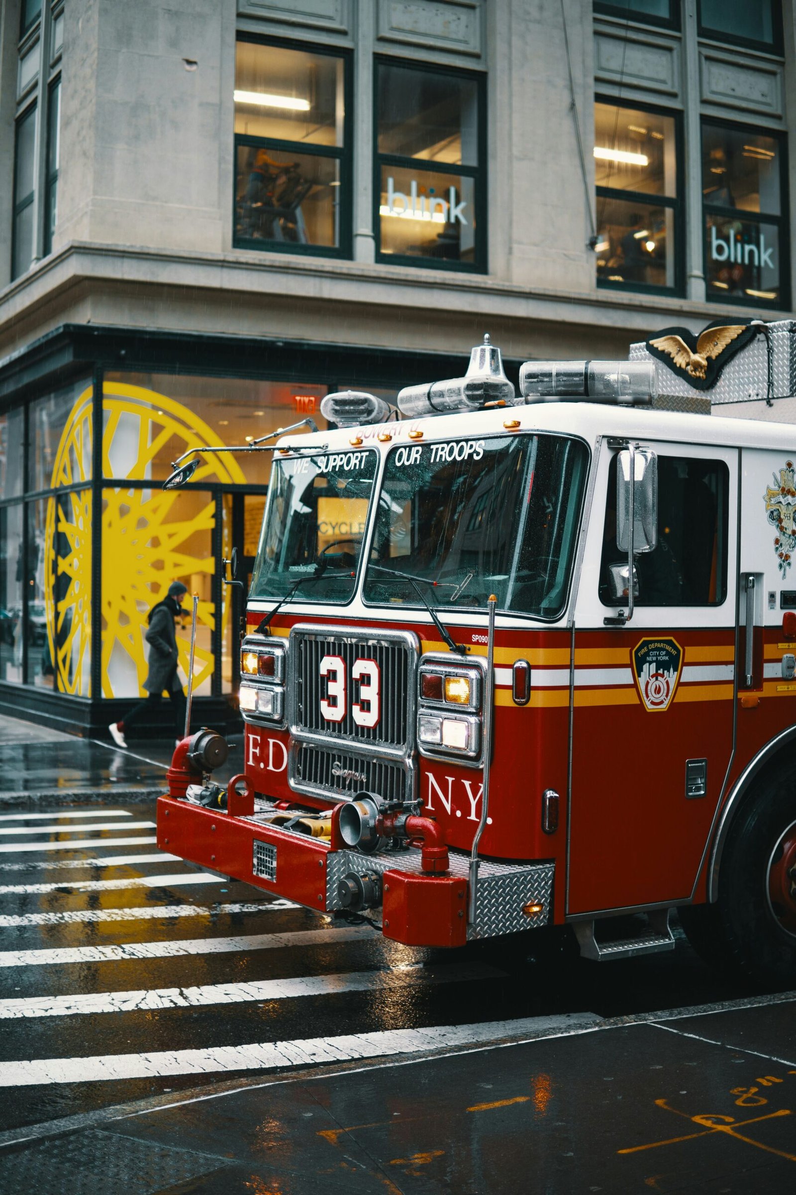 shallow focus photo of white and red firetruck